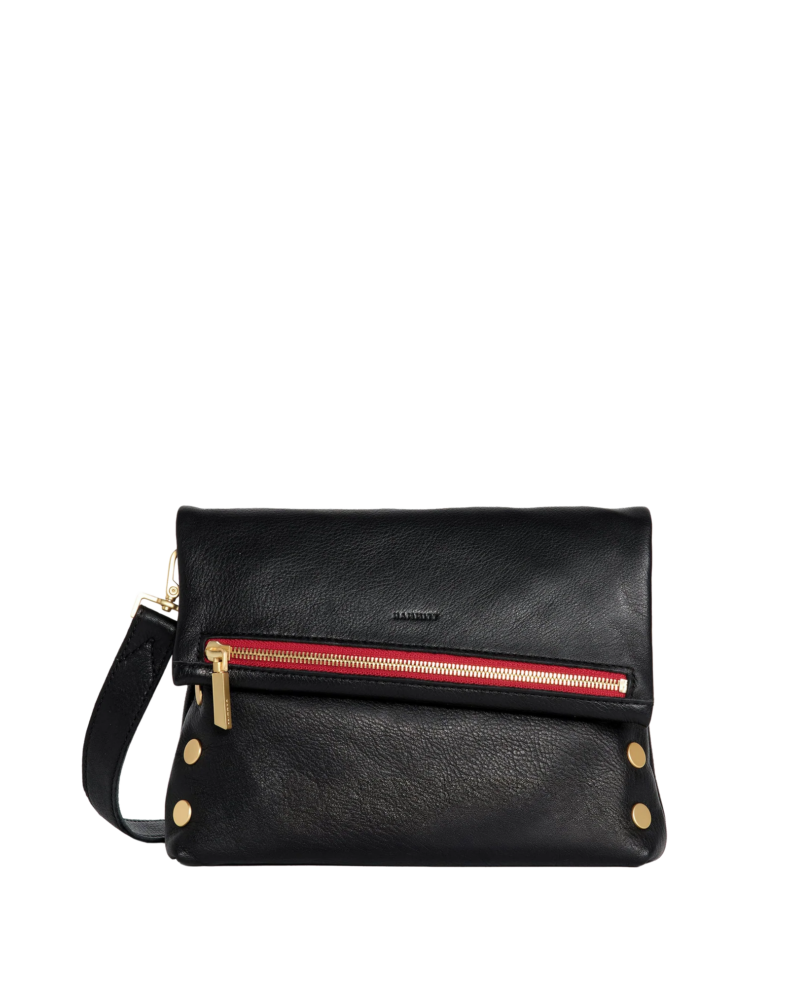 Hammitt VIP Medium Black/Brushed Gold Red Zip