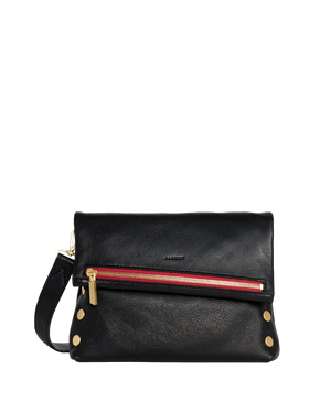 Hammitt VIP Medium Black/Brushed Gold Red Zip