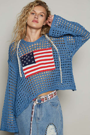 Penny the Crochet Flag Patch Top (2 colors)