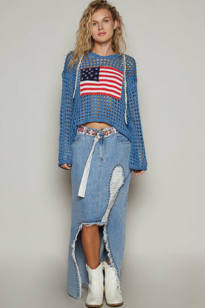 Penny the Crochet Flag Patch Top (2 colors)