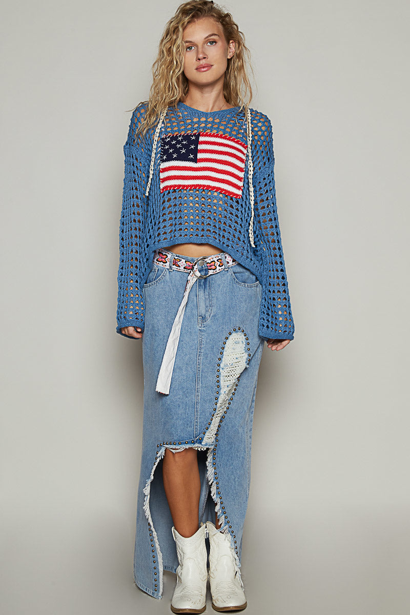 Penny the Crochet Flag Patch Top (2 colors)