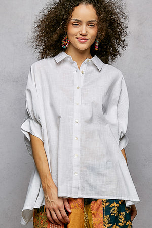 Emily Easy Breezy Button down Dolman short sleeve top