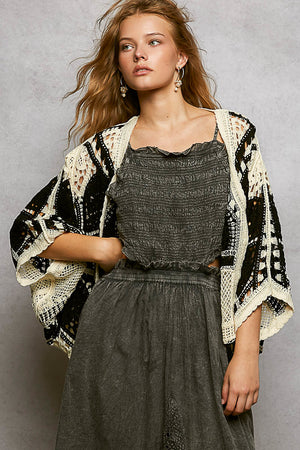 Candy Crochet Open Front Cardigan