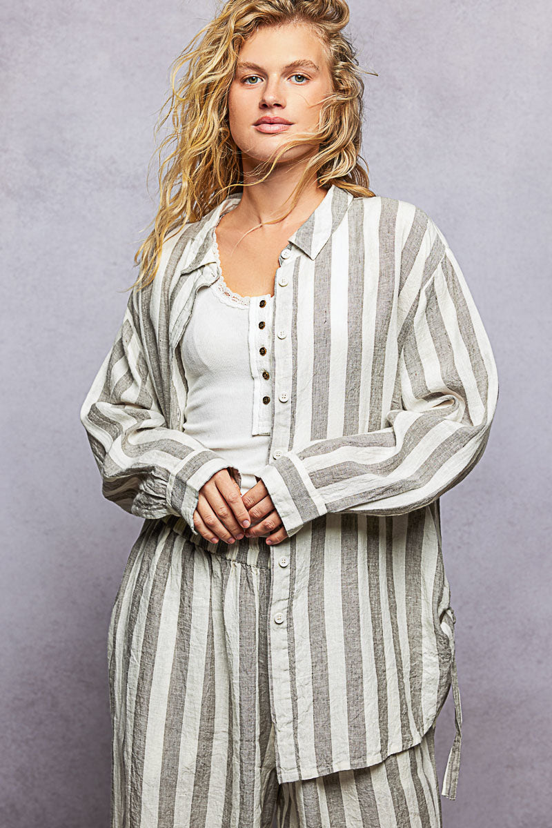 Sandra Striped Button Down (Matching set-Sold seperately)