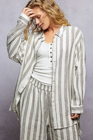 Sandra Striped Button Down (Matching set-Sold seperately)