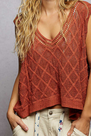 Danny Diamond Weave Crochet Top