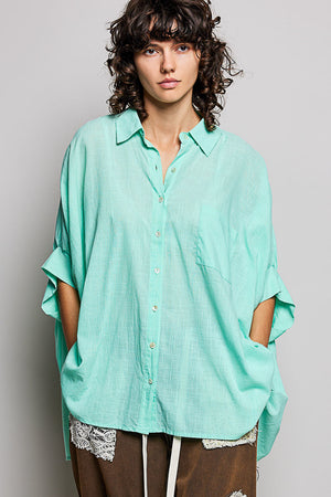 Emily Easy Breezy Button down Dolman short sleeve top