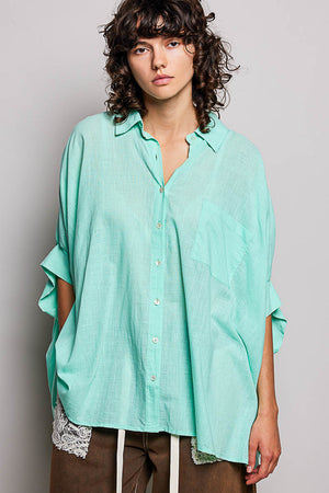 Emily Easy Breezy Button down Dolman short sleeve top