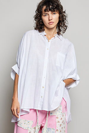Emily Easy Breezy Button down Dolman short sleeve top