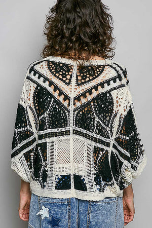 Candy Crochet Open Front Cardigan