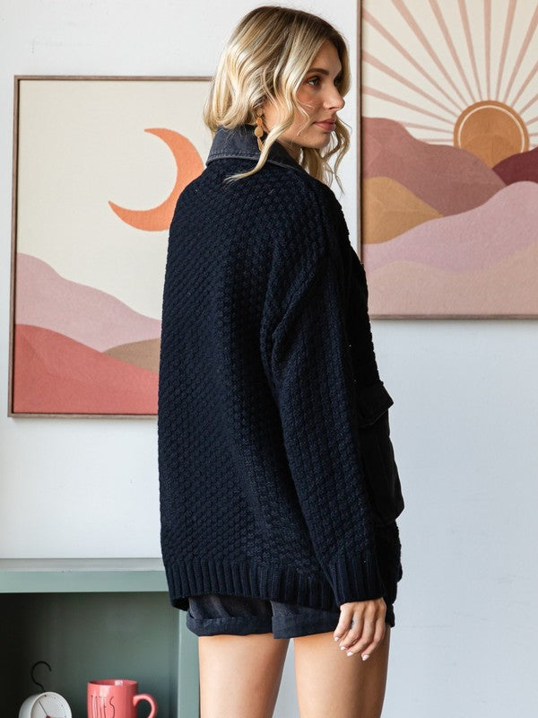 Demi the Denim Cardigan with pockets - Classic Modern Chic