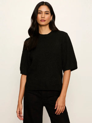Perfect Sequin Sweater Tee in Black