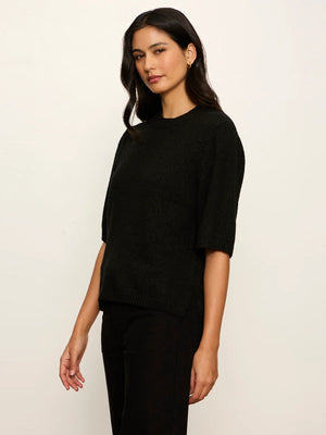 Perfect Sequin Sweater Tee in Black
