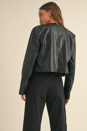 Beauty in the Eye faux leather no Collar Jacket