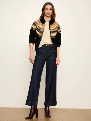 Franny Fairisle Poconos Zip up Short sleeve sweater