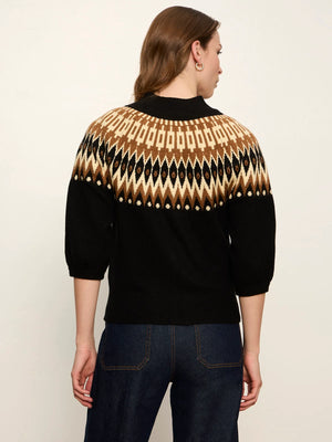 Franny Fairisle Poconos Zip up Short sleeve sweater