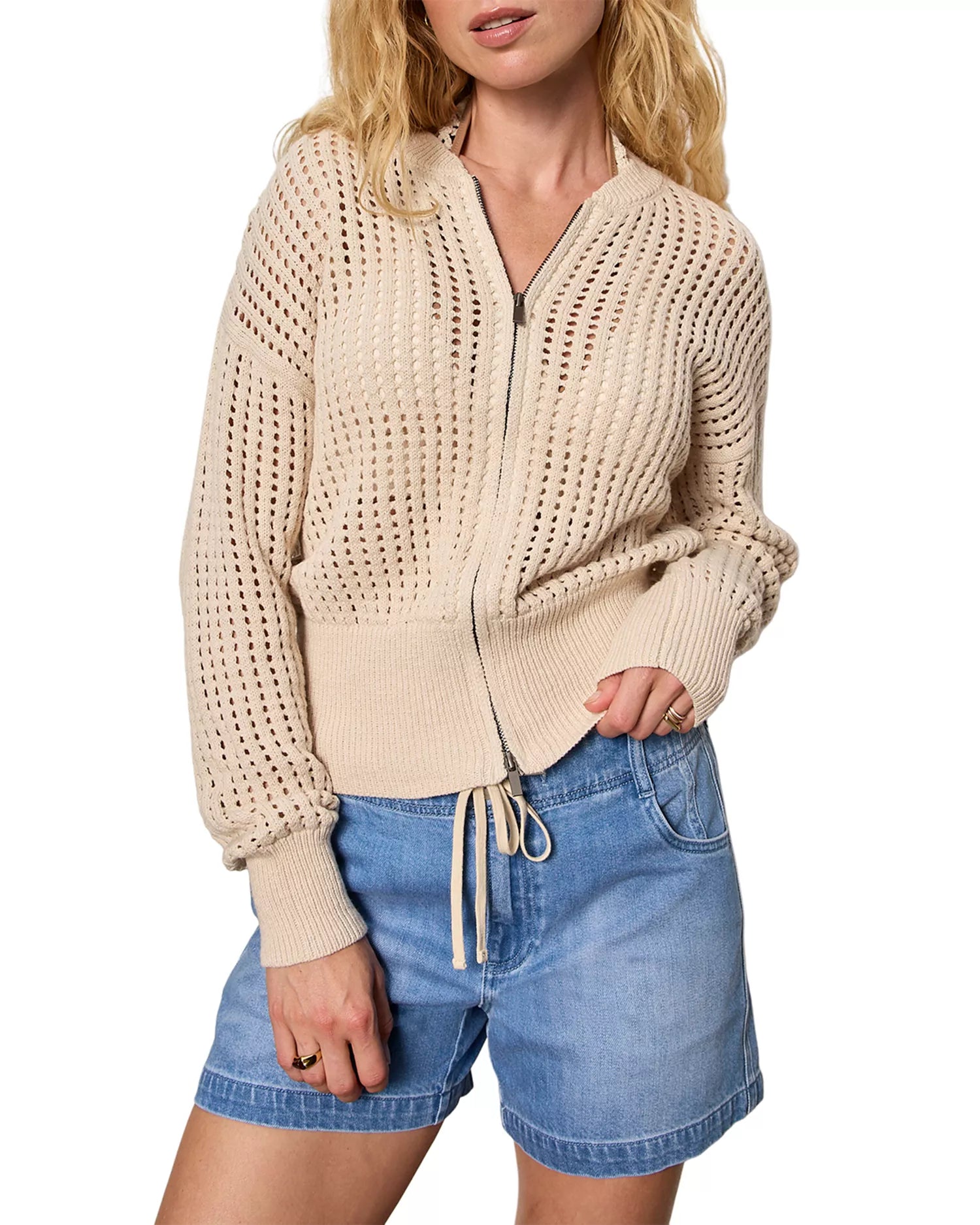 Laguna Openwork Bomber Sweater