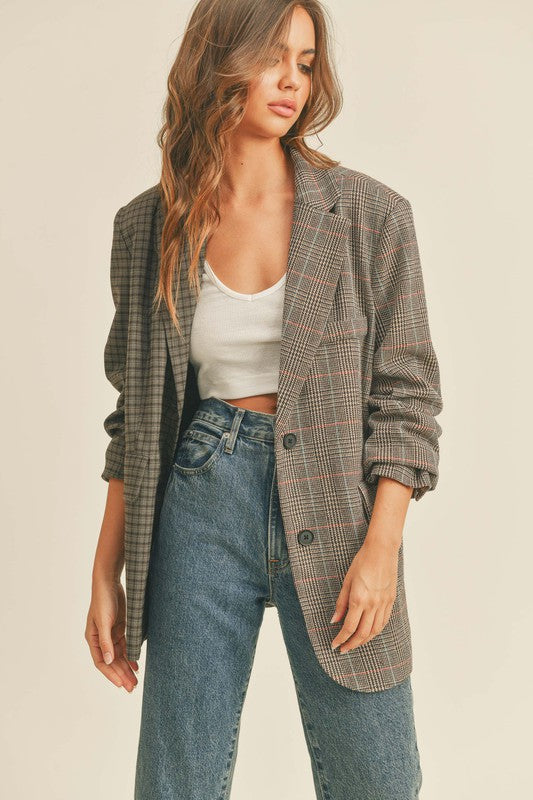 Mixie Mix oversized plaid blazer