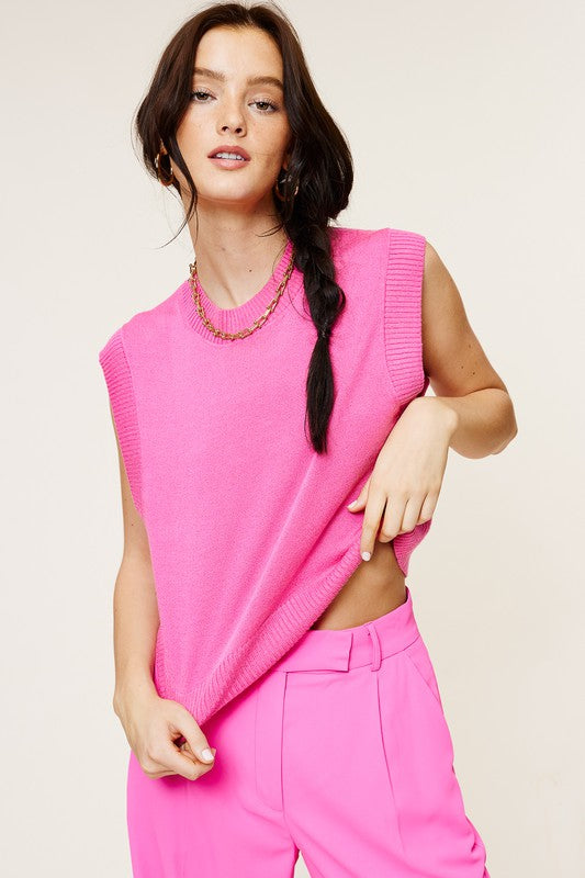 Best Selling Valarie the Sweater Vest Solid Knit (4 colors) Mimosa