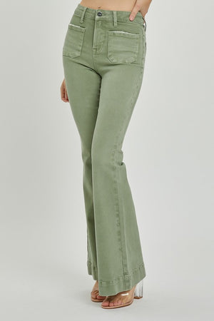 Out of my Way Army Green Boot Cut Jeans