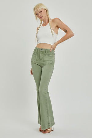 Out of my Way Army Green Boot Cut Jeans