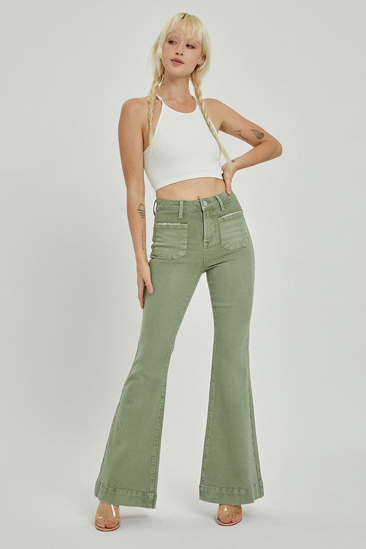 Out of my Way Army Green Boot Cut Jeans