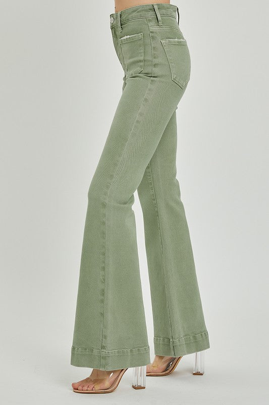 Out of my Way Army Green Boot Cut Jeans