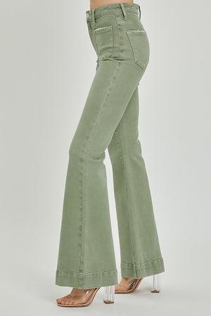 Out of my Way Army Green Boot Cut Jeans