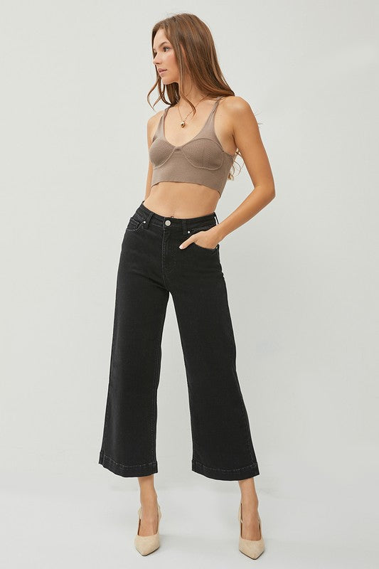 Brandi The Black Ankle wide leg jeans