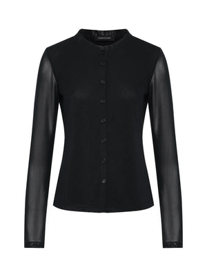 Mesh Long Sleeve Cardigan Black