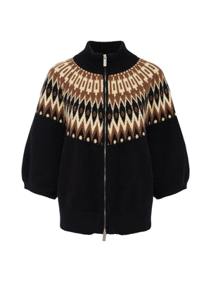 Franny Fairisle Poconos Zip up Short sleeve sweater