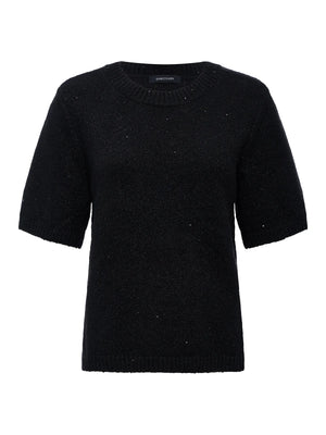 Perfect Sequin Sweater Tee in Black
