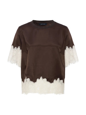 One of a Kind Satin Lace Top Espresso Martini