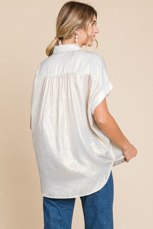 Call Me Pearl Metallic collared top