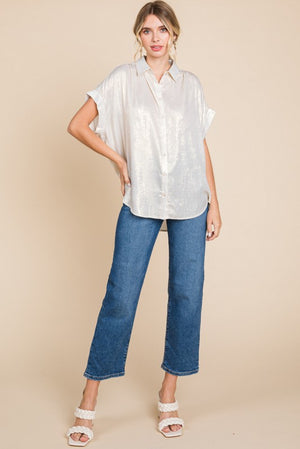 Call Me Pearl Metallic collared top