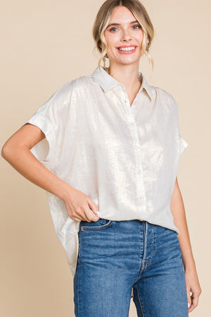 Call Me Pearl Metallic collared top