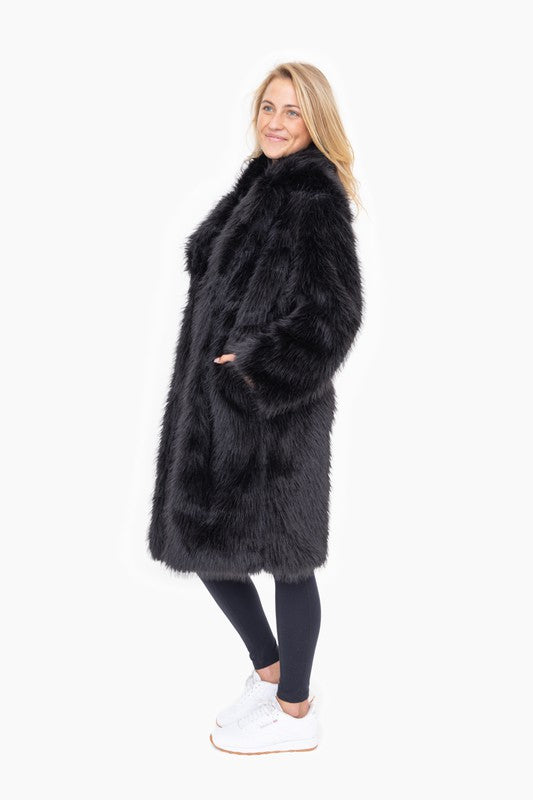 Lilly Bloom Longline Faux Fur Jacket