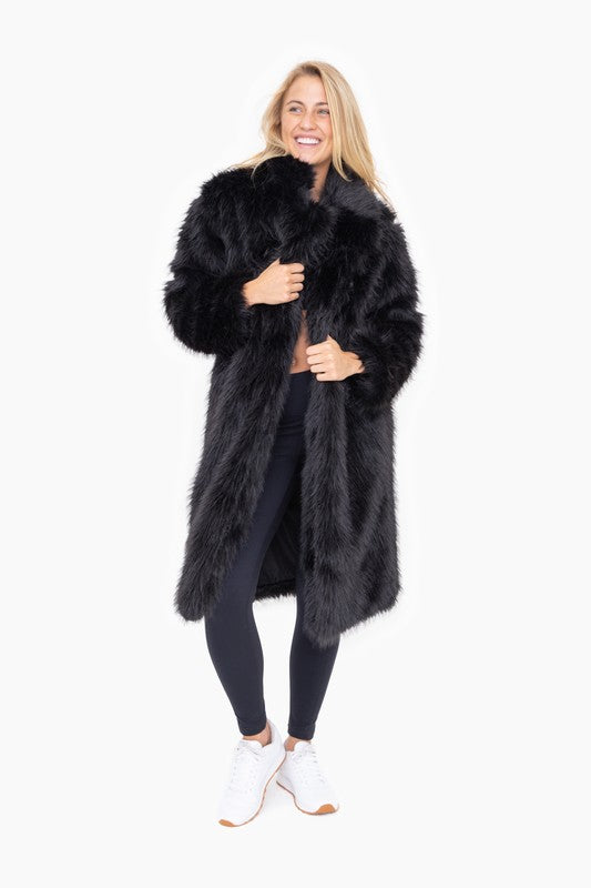 Lilly Bloom Longline Faux Fur Jacket