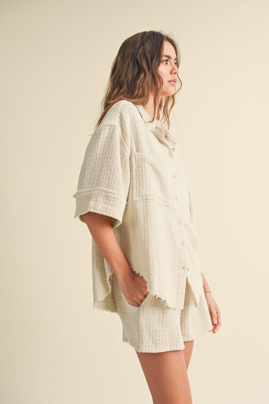 Gatsby Gauze Button Down Top and Shorts Set