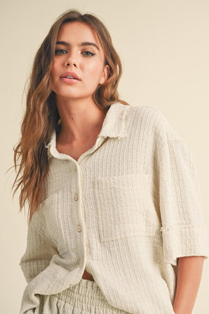 Gatsby Gauze Button Down Top and Shorts Set