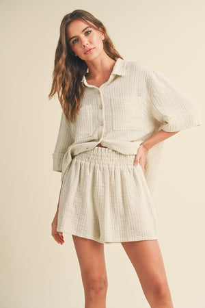 Gatsby Gauze Button Down Top and Shorts Set