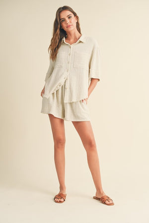 Gatsby Gauze Button Down Top and Shorts Set