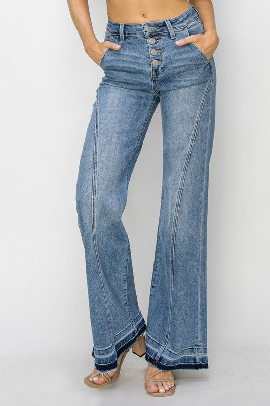 Adaline button down boot cut jeans