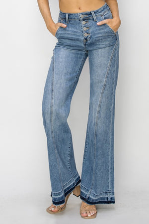 Adaline button down boot cut jeans