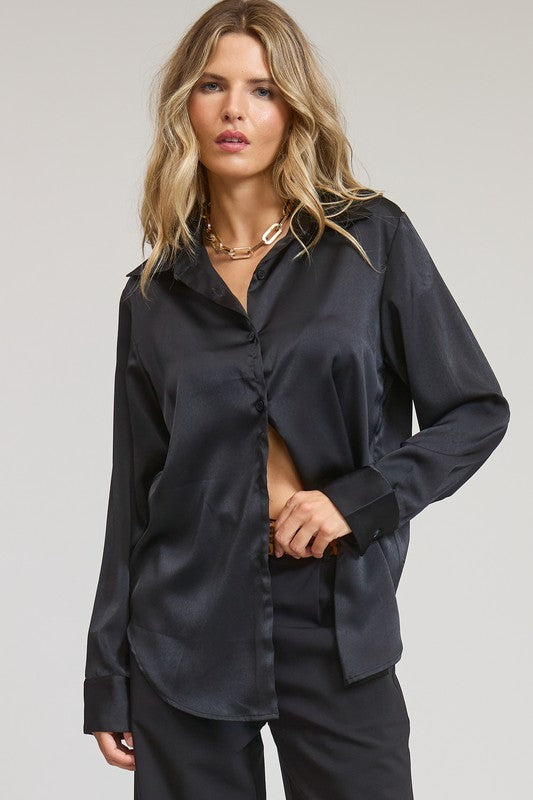 Sami Satin Button Down Blouse 2 colors!