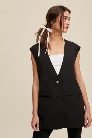 Tenley Tailored Oversized Long Vest with stretch