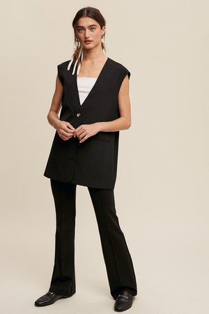 Tenley Tailored Oversized Long Vest with stretch