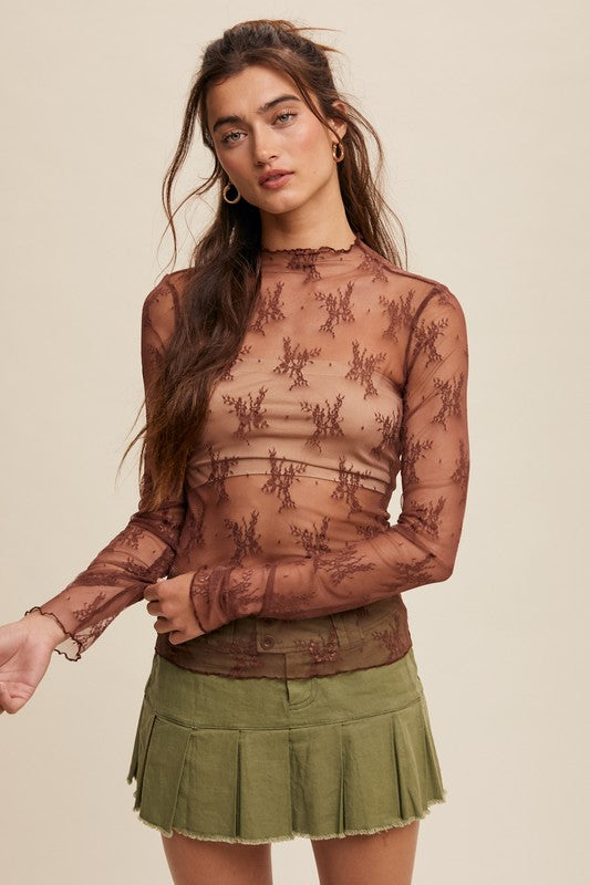 Lucy Lu Layer and Lace Long Sleeve Top