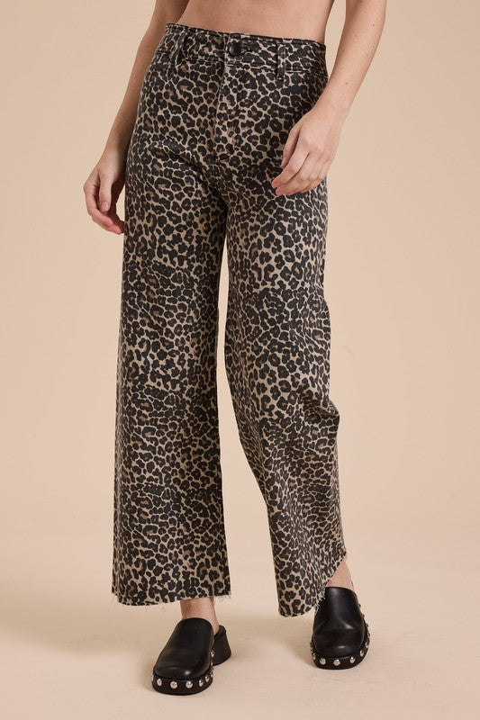 Laney Leopard Denim Pants Stretchy