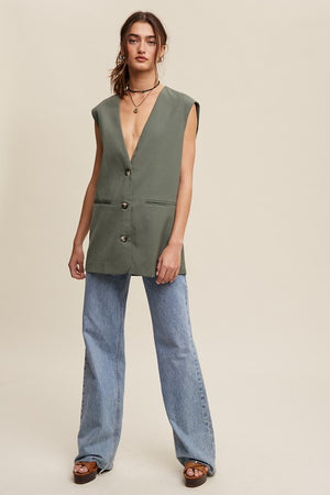 Tenley Tailored Oversized Long Vest with stretch